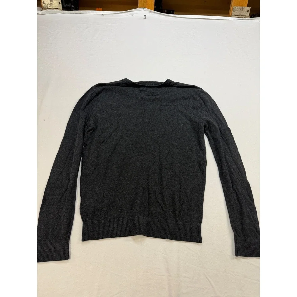 Hollister Mens V-Neck Sweater Charcoal Gray Teal Seagull Logo Size‎ Small